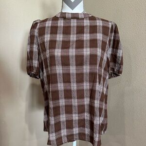 Women’s Mod Boutique Brown Plaid shirt, EUC!